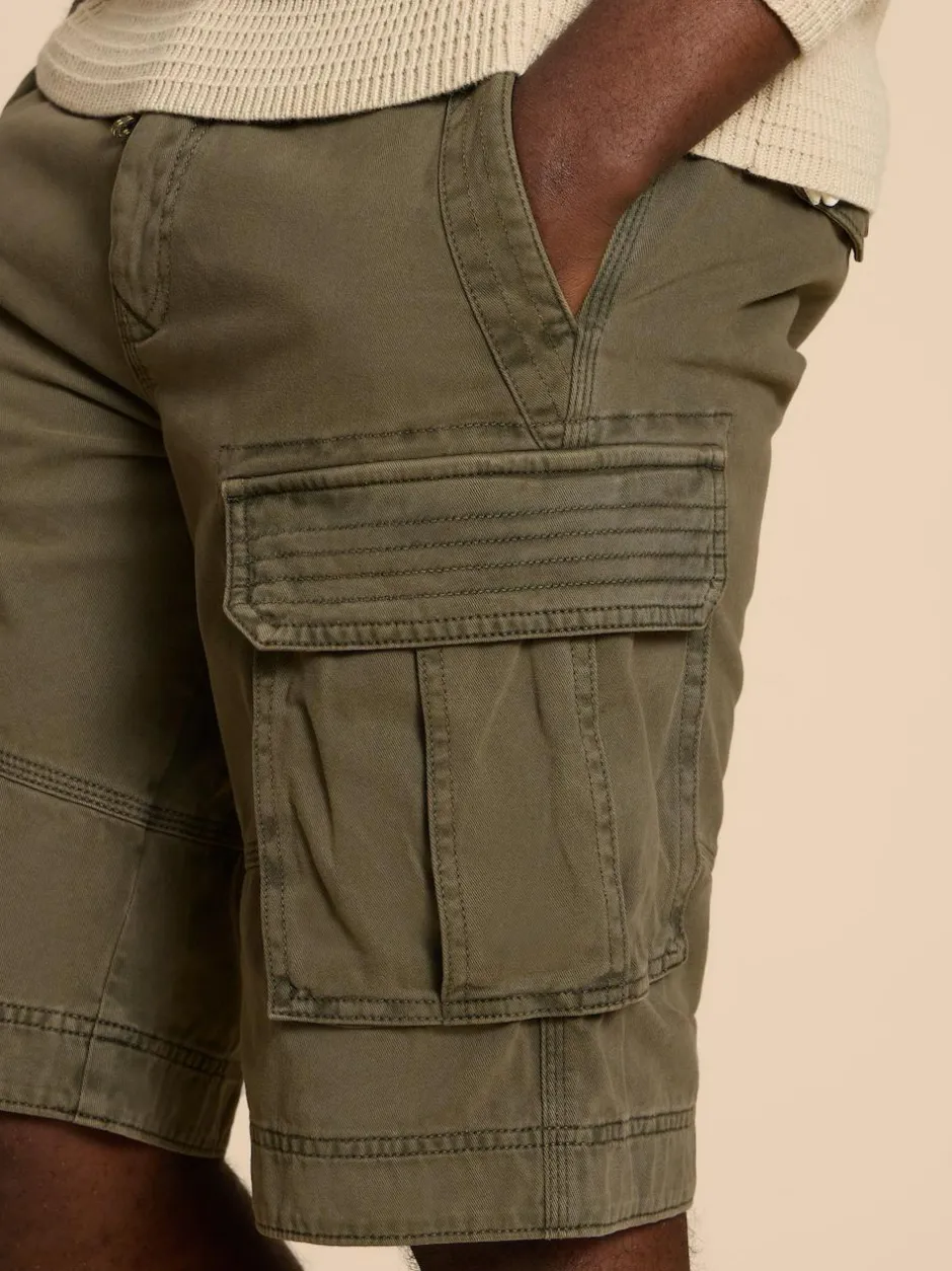 White Stuff 100% Cotton Halsall Cargo Shorts Green Outlet