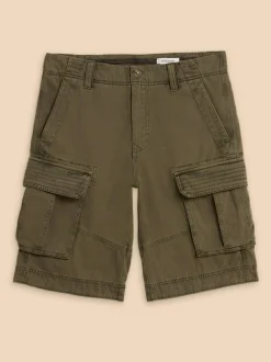 White Stuff 100% Cotton Halsall Cargo Shorts Green Outlet