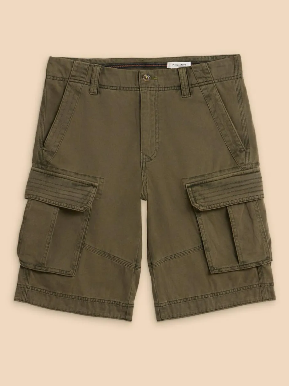 White Stuff 100% Cotton Halsall Cargo Shorts Green Outlet