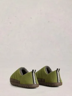 White Stuff Nylon Puffer Slippers Light Green Sale