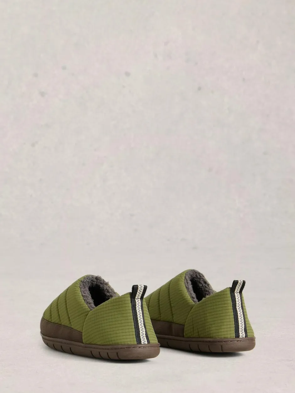 White Stuff Nylon Puffer Slippers Light Green Sale