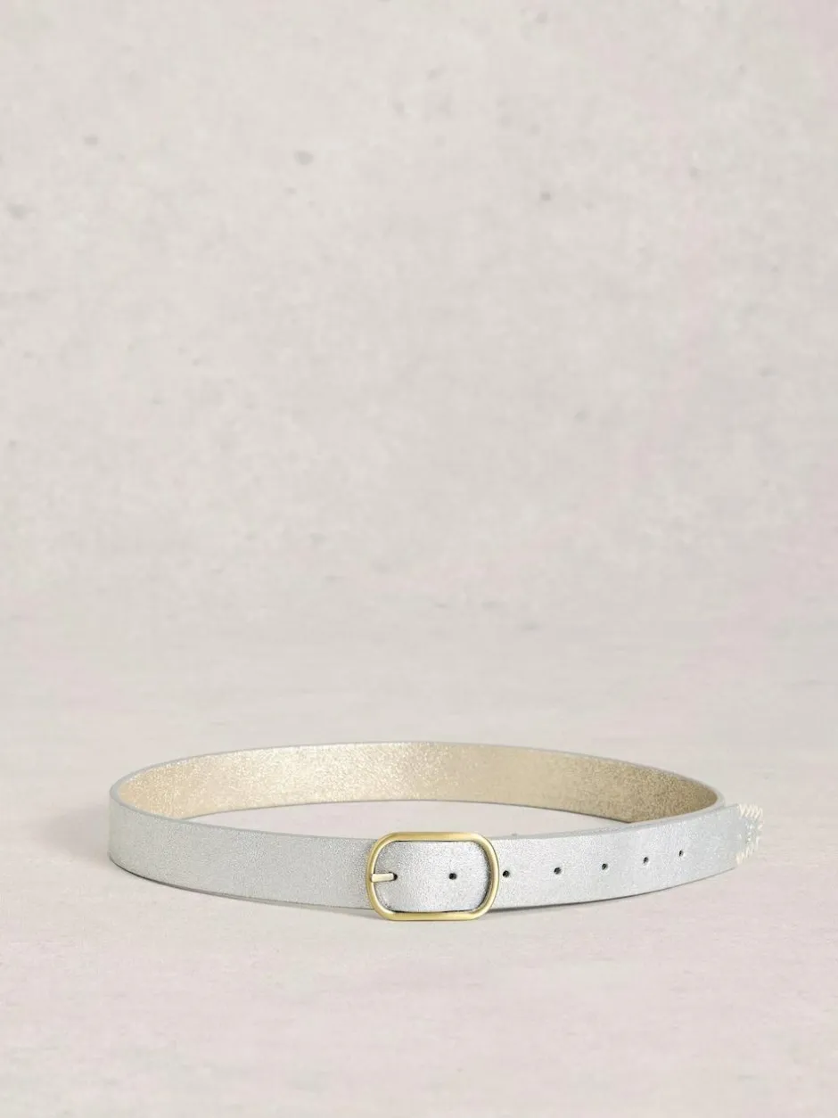 White Stuff Reversible Leather Belt Silver Outlet