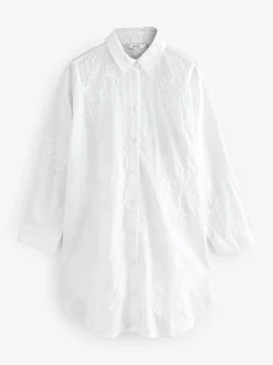 Next Textured Cornelli Cover-Up Shirt White Sale