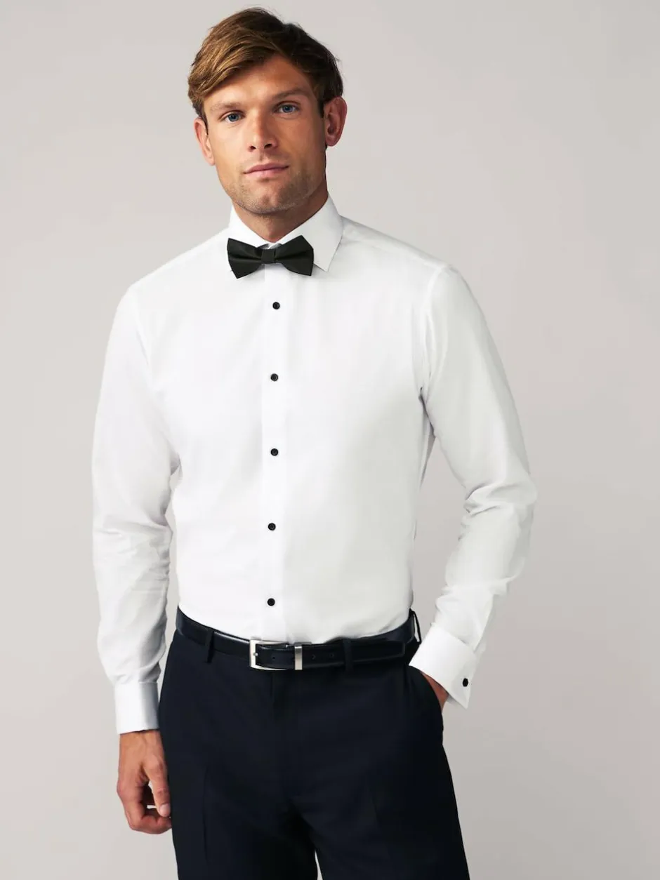 Next Slim Fit Single Cuff Shirt And Bow Tie Pack White Textured/Black Bow Tie Discount
