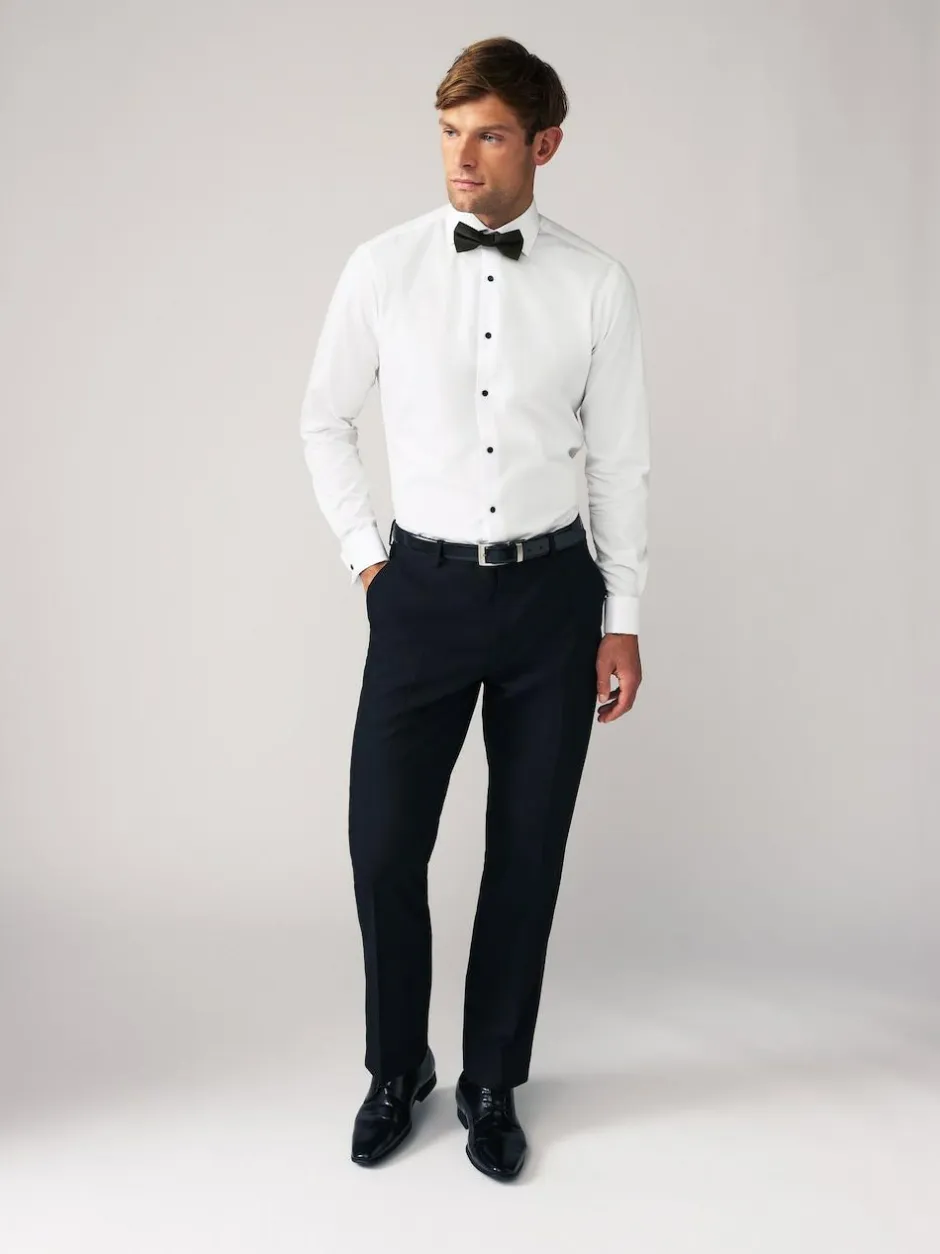 Next Slim Fit Single Cuff Shirt And Bow Tie Pack White Textured/Black Bow Tie Discount