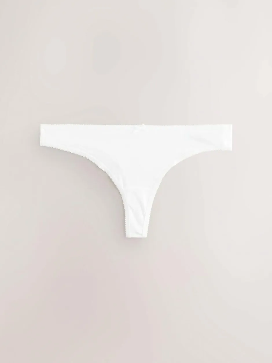 Next Thong Cotton Rich Knickers 7 Pack White New