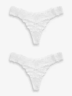 Next White Thong Ultimate Comfort Lace Knickers 2 Pack Best