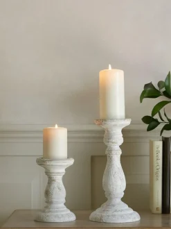 Next White Wash Pillar Candle Holder Outlet