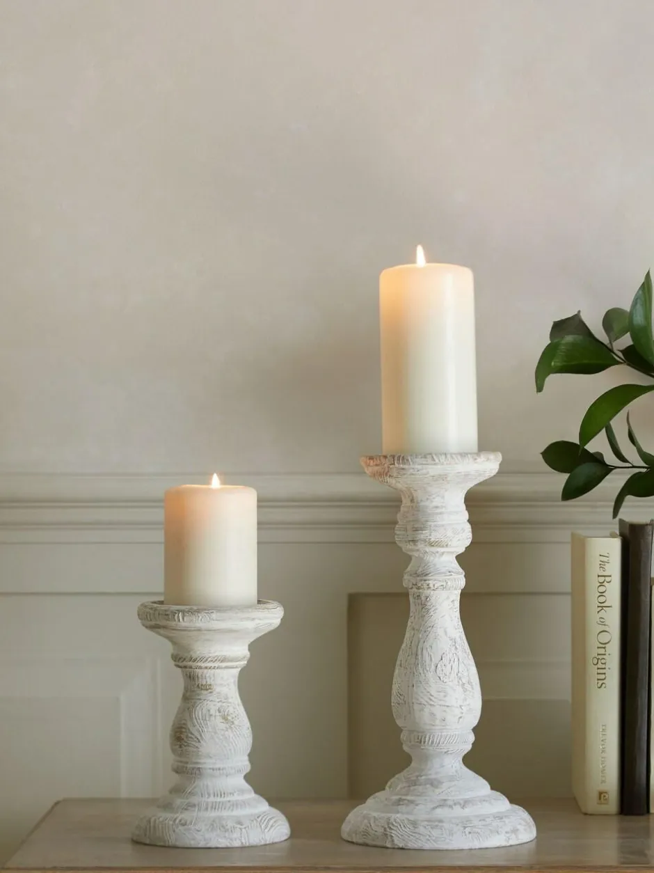 Next White Wash Pillar Candle Holder Outlet