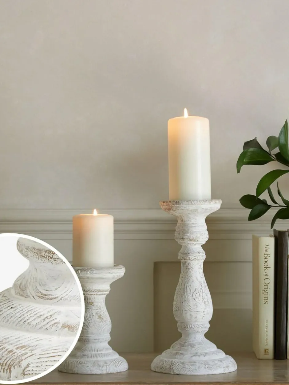 Next White Wash Pillar Candle Holder Outlet