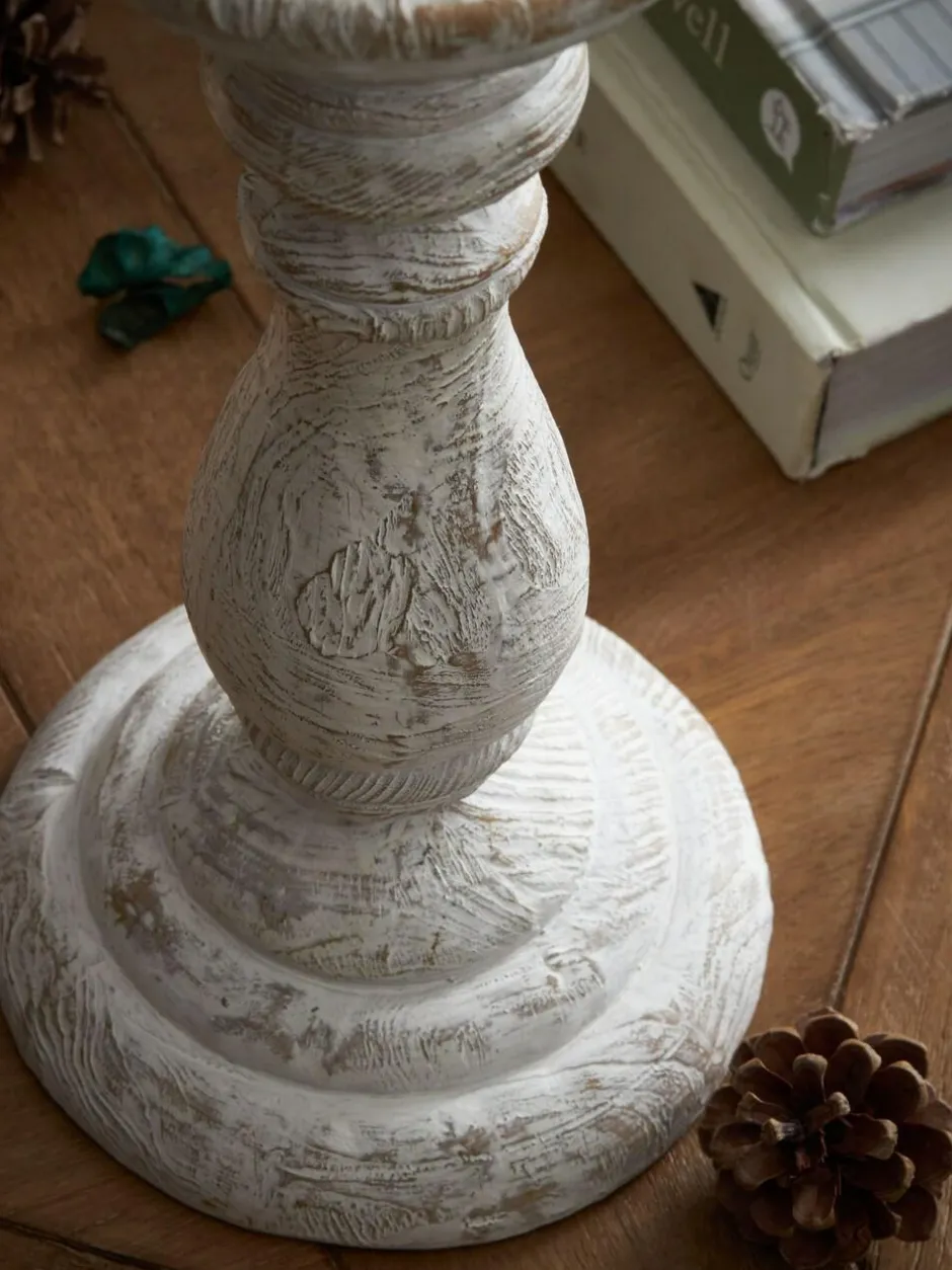 Next White Wash Pillar Candle Holder Outlet