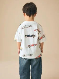 Next Short Sleeve All-Over Print T-Shirt (3 Month-7 Years) (3mths-7yrs) White Watercolour Car Discount