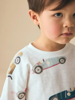 Next Short Sleeve All-Over Print T-Shirt (3 Month-7 Years) (3mths-7yrs) White Watercolour Car Discount