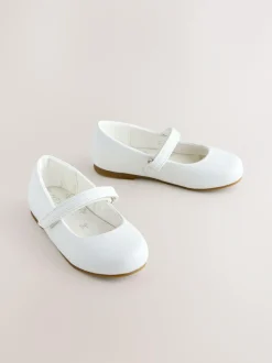 Next Wide Fit (G) Mary Jane Touch Fastening Occasion Shoes White Clearance