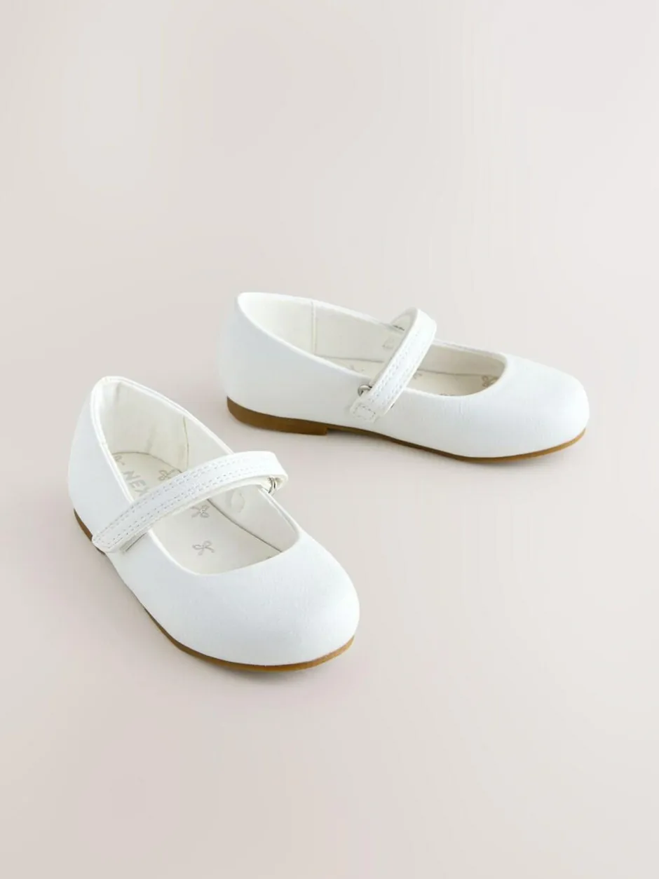 Next Wide Fit (G) Mary Jane Touch Fastening Occasion Shoes White Clearance