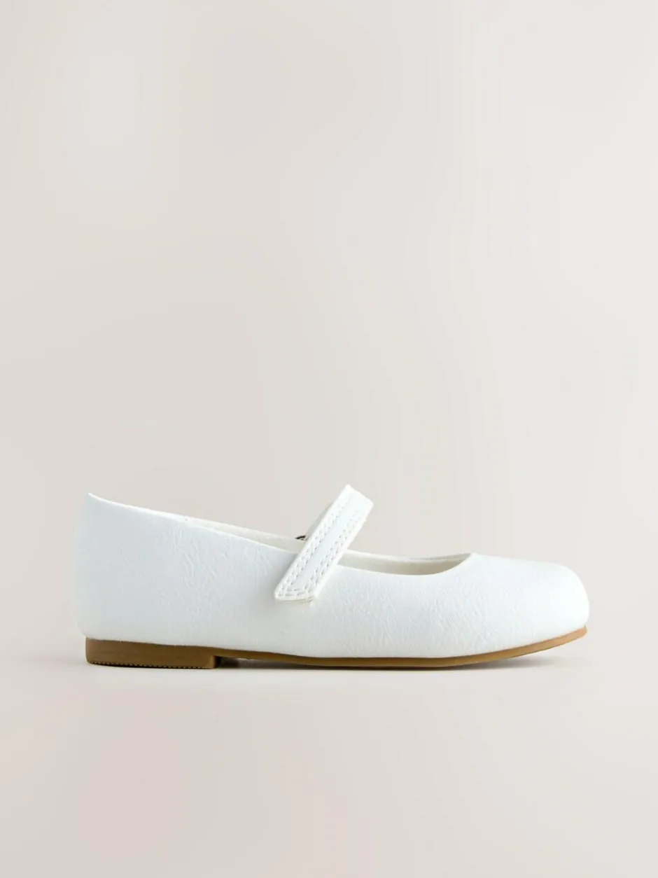 Next Wide Fit (G) Mary Jane Touch Fastening Occasion Shoes White Clearance