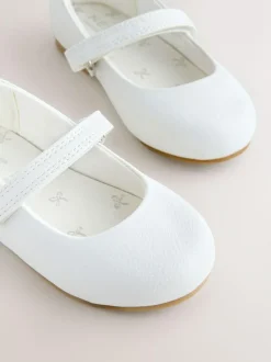 Next Wide Fit (G) Mary Jane Touch Fastening Occasion Shoes White Clearance