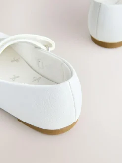 Next Wide Fit (G) Mary Jane Touch Fastening Occasion Shoes White Clearance