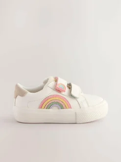 Next Wide Fit (G) Touch Fasten Trainers White Best