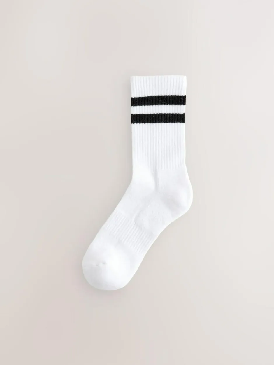 Next Sports Socks 4 Pack White with black stripe Best