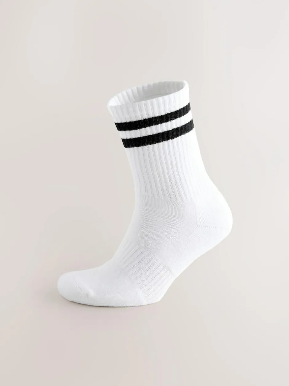 Next Sports Socks 4 Pack White with black stripe Best