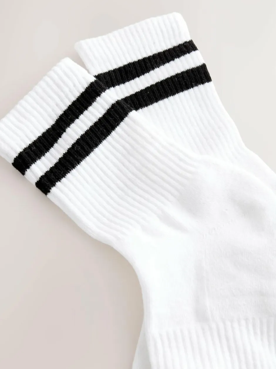 Next Sports Socks 4 Pack White with black stripe Best