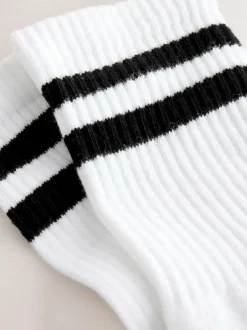 Next Sports Socks 4 Pack White with black stripe Best