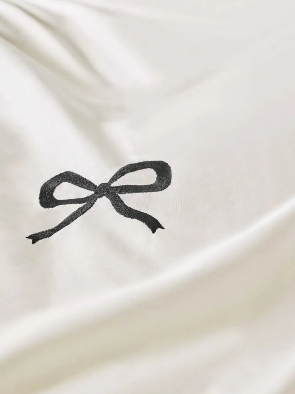 Next Bow Embroidered Duvet Cover and Pillowcase Set White/Black Discount