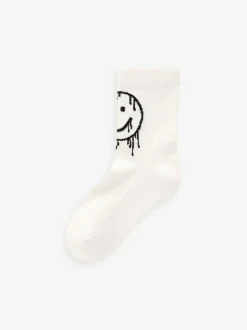 Next White/Black Checkerboard Cushioned Footbed Cotton Rich Ribbed Tipped Socks 5 Pack Hot