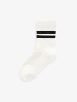 Next White/Black Checkerboard Cushioned Footbed Cotton Rich Ribbed Tipped Socks 5 Pack Hot