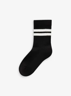 Next White/Black Checkerboard Cushioned Footbed Cotton Rich Ribbed Tipped Socks 5 Pack Hot