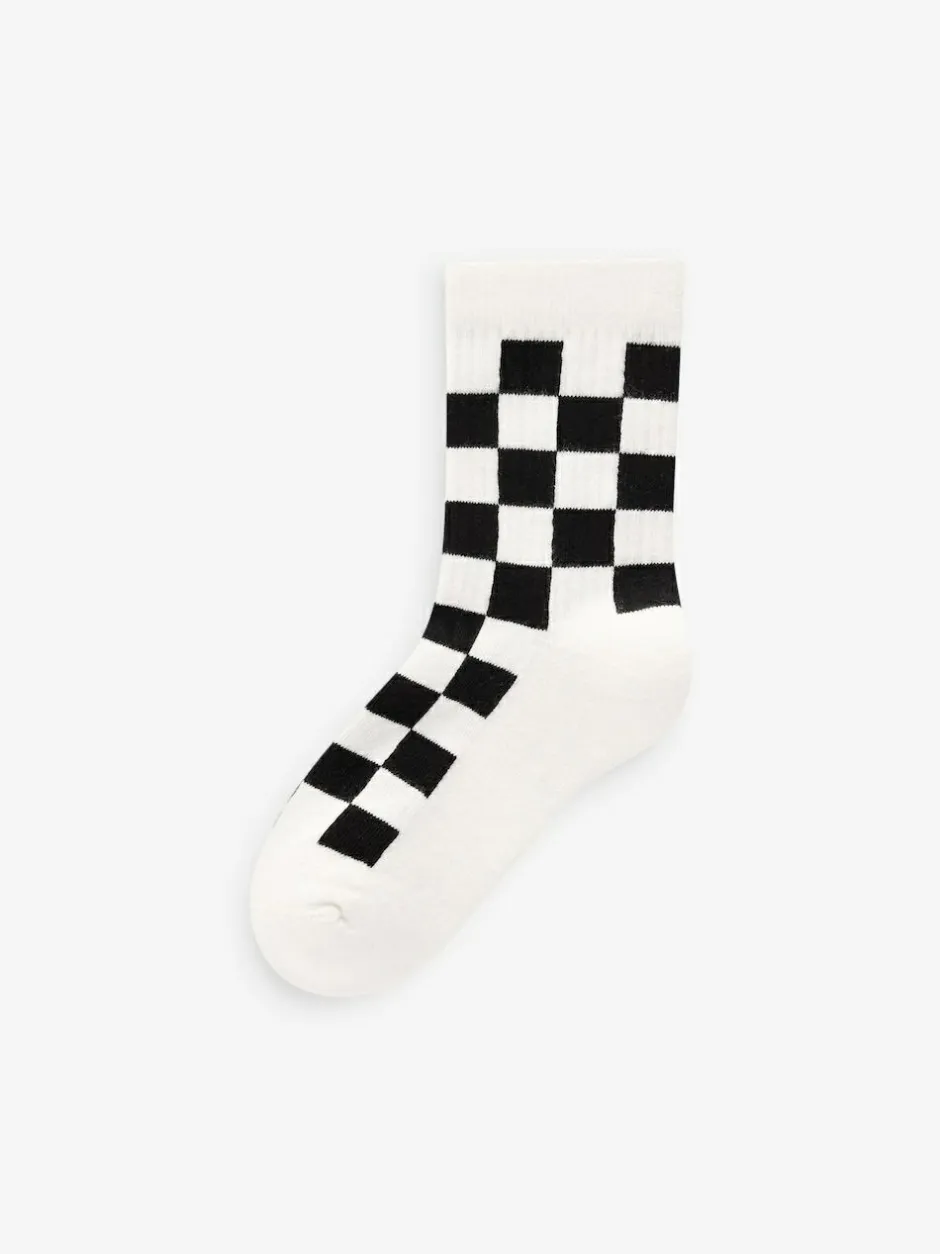 Next White/Black Checkerboard Cushioned Footbed Cotton Rich Ribbed Tipped Socks 5 Pack Hot