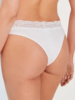 Next Extra High Leg Cotton Lace Knickers 4 Pack White/Black/Grey Sale