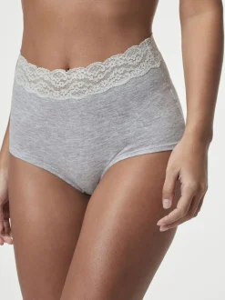 Next White/Black/Grey Full Brief Cotton Lace Knickers 4 Pack Sale