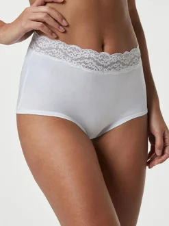 Next White/Black/Grey Full Brief Cotton Lace Knickers 4 Pack Sale