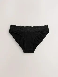 Next White/Black/Grey High Leg Cotton Lace Knickers 4 Pack Sale