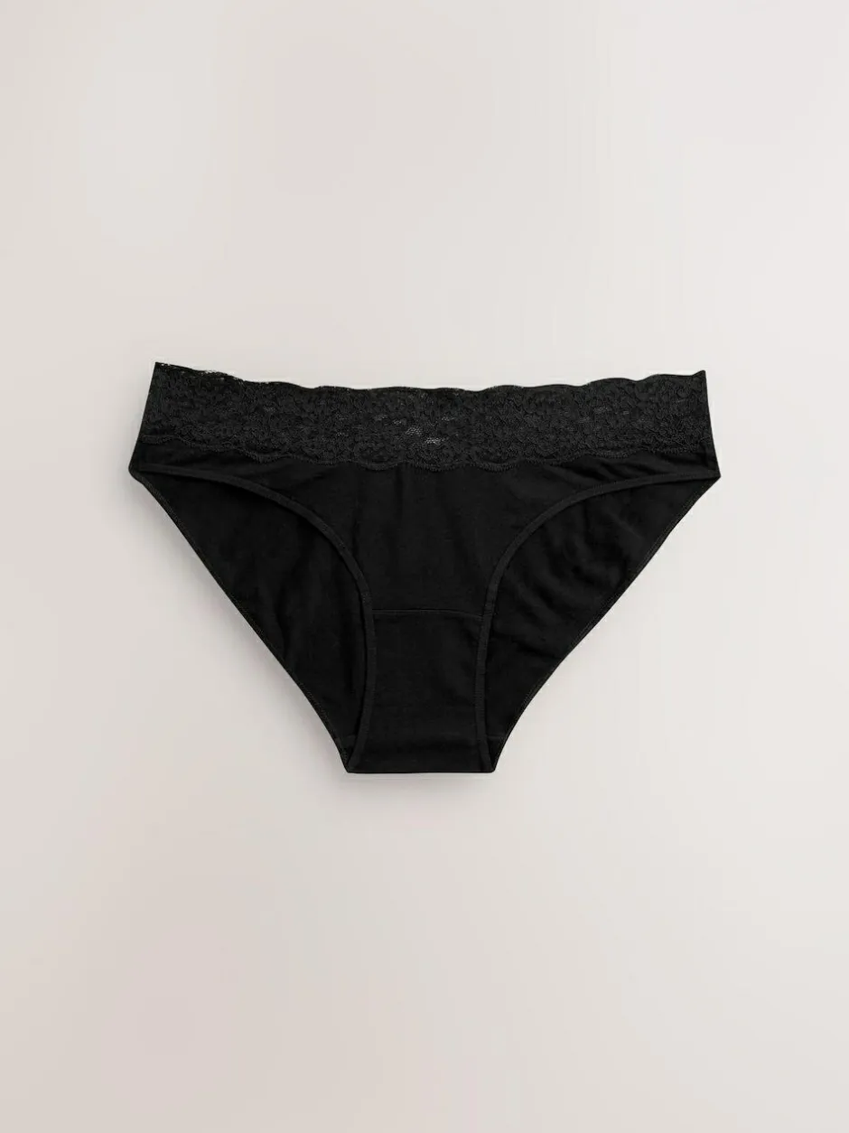 Next White/Black/Grey High Leg Cotton Lace Knickers 4 Pack Sale
