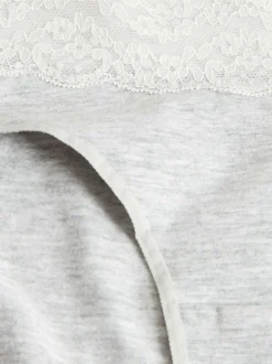 Next White/Black/Grey High Leg Cotton Lace Knickers 4 Pack Sale