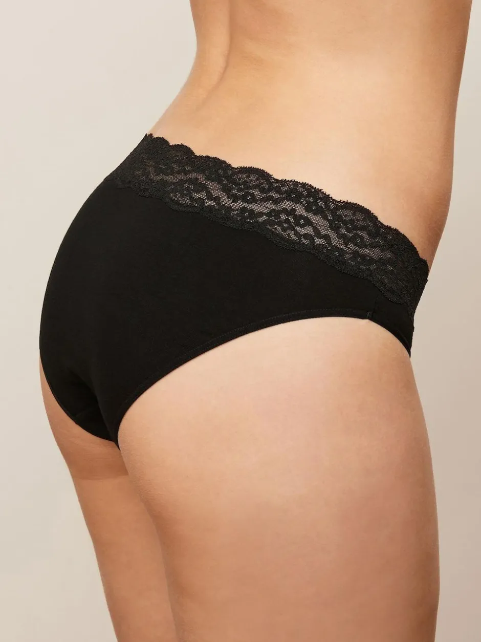 Next White/Black/Grey High Leg Cotton Lace Knickers 4 Pack Sale