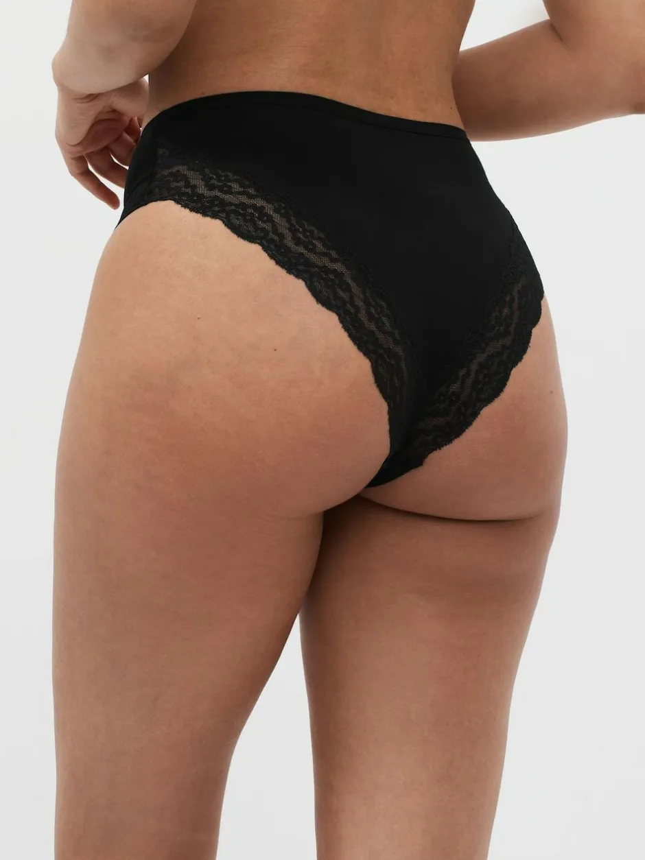 Next White/Black/Grey High Rise High Leg Cotton Lace Knickers 4 Pack