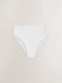 Next White/Black/Grey High Rise High Leg Cotton Lace Knickers 4 Pack