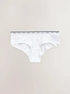 Next Short Cotton Logo Knickers 4 Pack White/Black/Grey Outlet