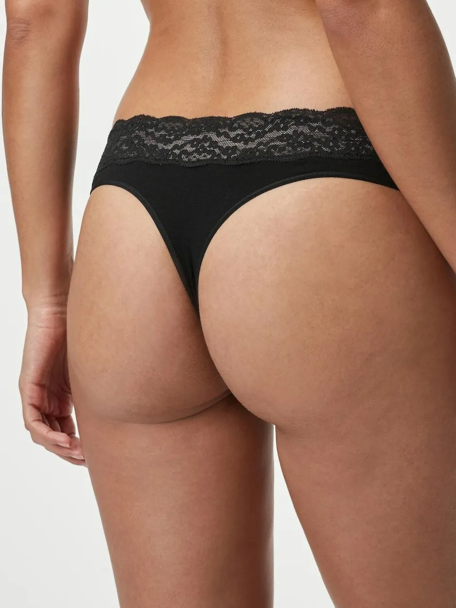 Next White/Black/Grey Thong Cotton Lace Knickers 4 Pack Outlet