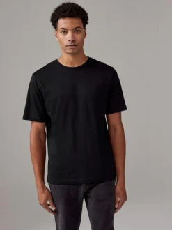 Next White/Black/Navy Regular Fit Essential Cotton T-Shirts 6 Pack Discount