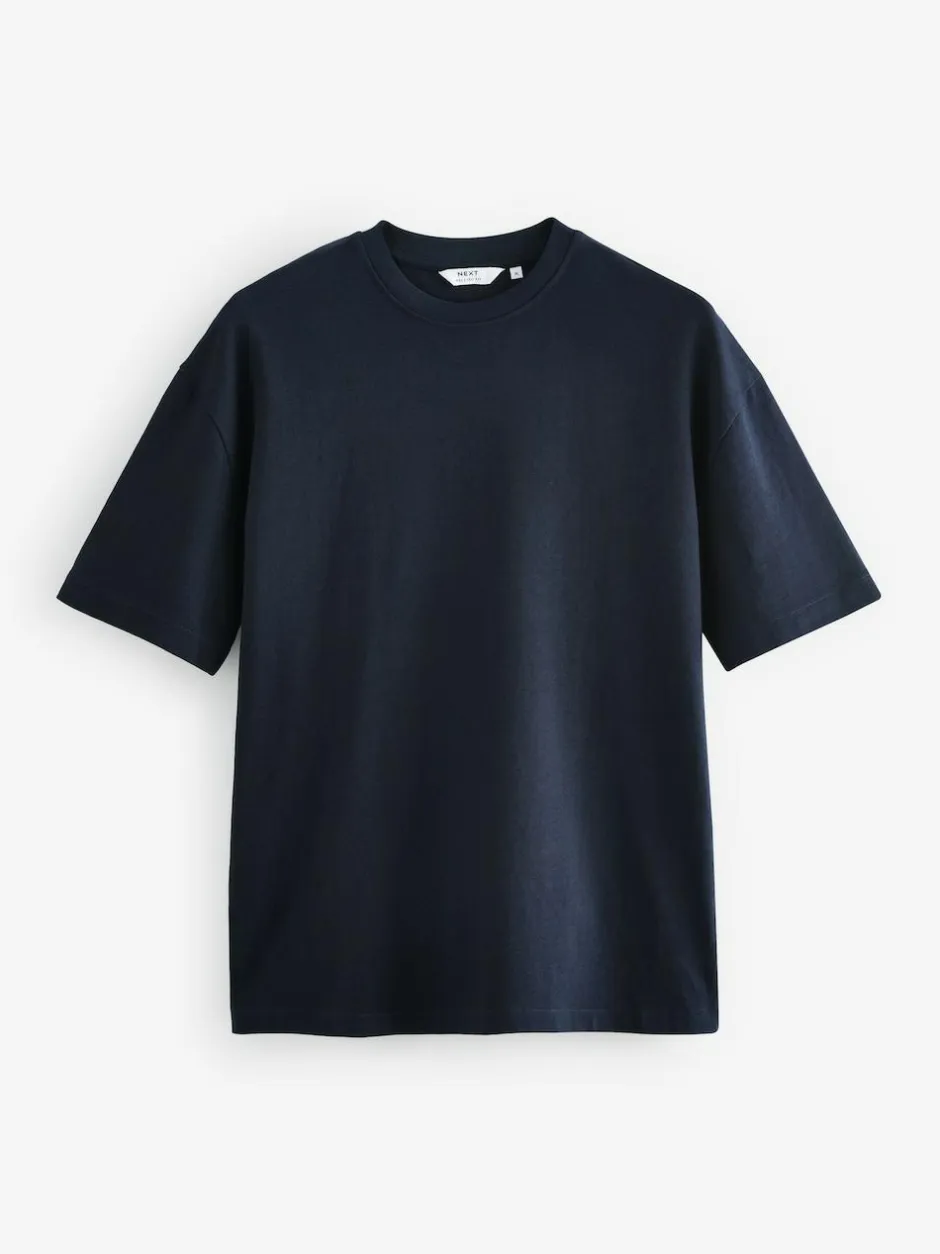 Next White/Black/Navy Relaxed Fit Heavyweight T-Shirts 3 Pack Hot