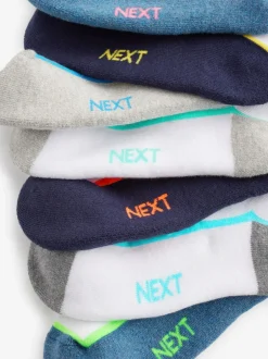 Next White/Blue Cushioned Footbed Trainer Socks 7 Pack