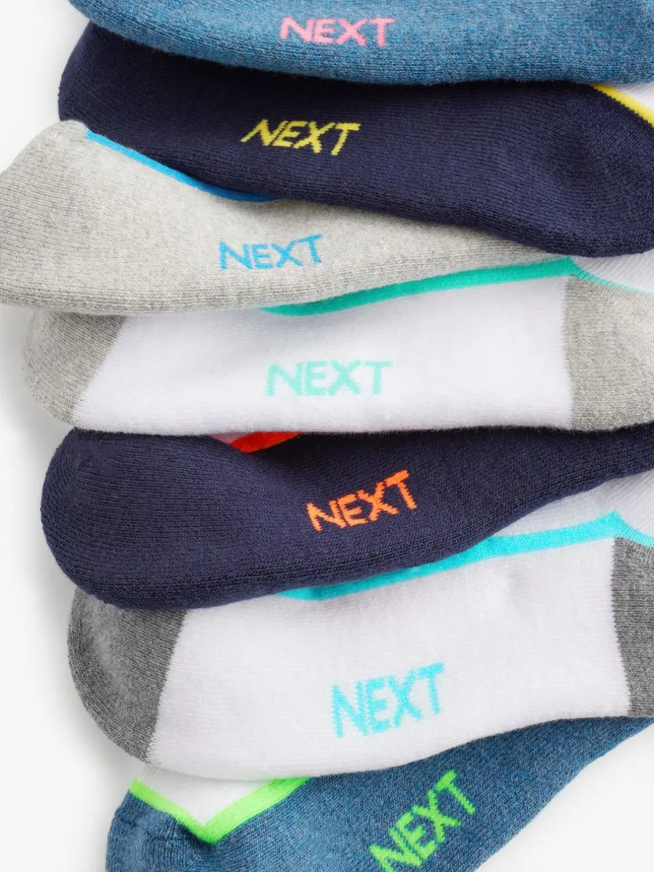 Next White/Blue Cushioned Footbed Trainer Socks 7 Pack