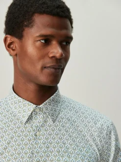 Next Regular Fit Long Sleeve Print Shirt White/Blue Floral Trellis Sale