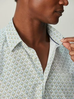 Next Regular Fit Long Sleeve Print Shirt White/Blue Floral Trellis Sale