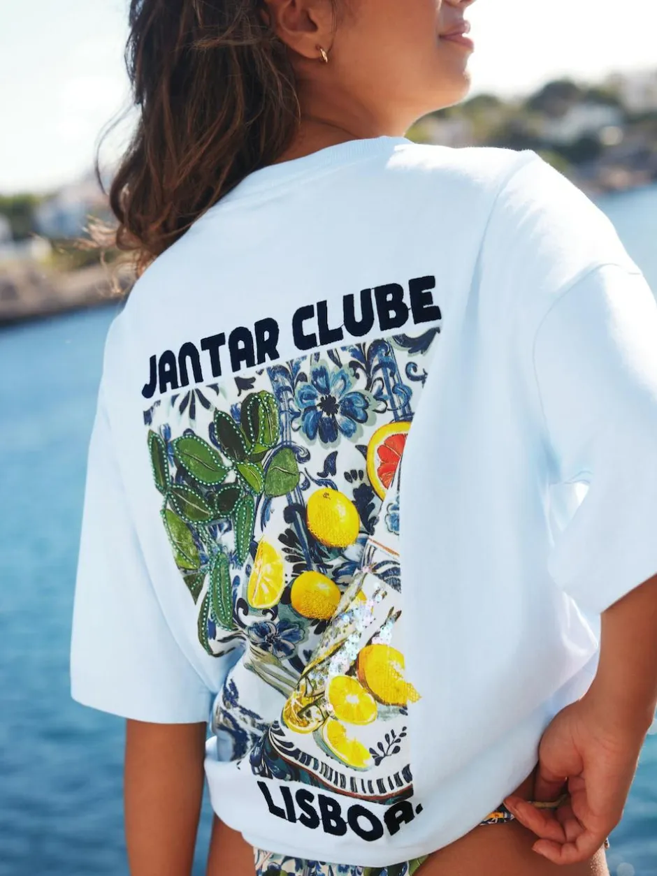 Next White/Blue Graphic Print Beach T-Shirt